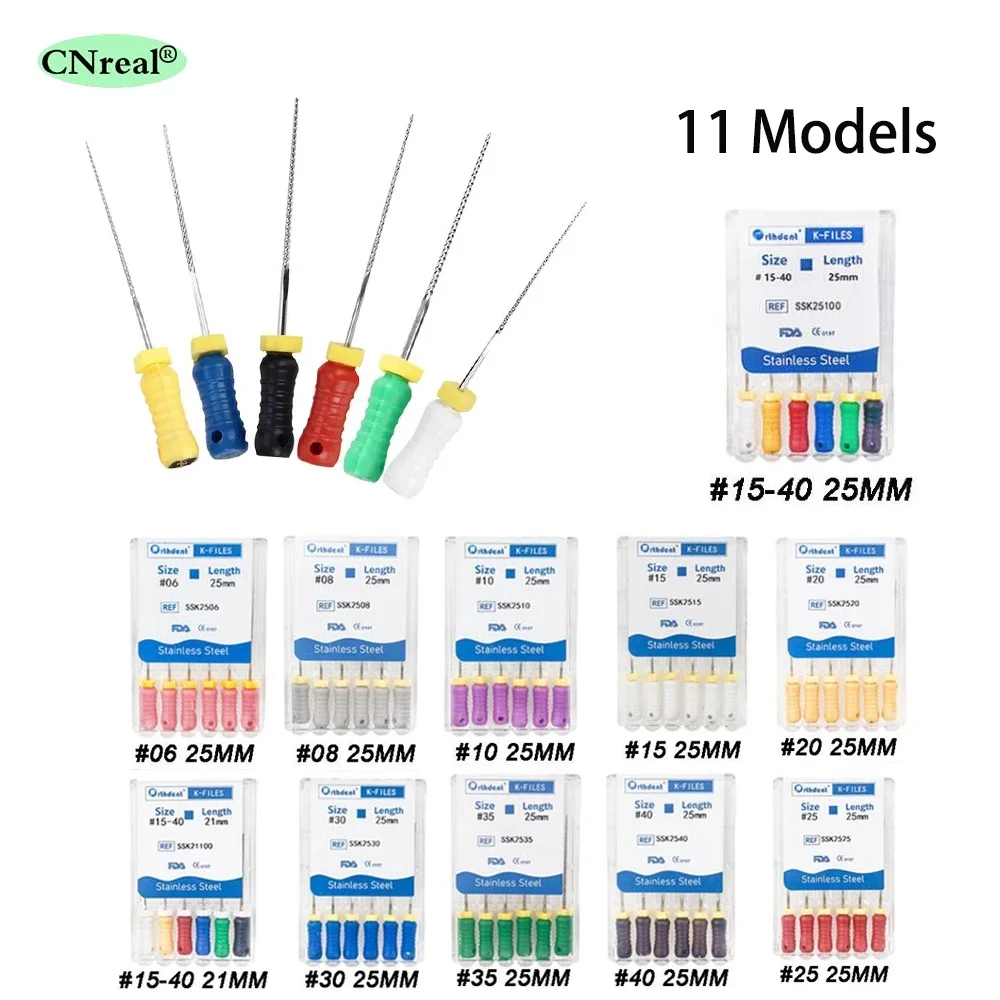 

6Pcs/Box Dental Hand Use K-Files Stainless Steel 21/25mm Endodontic Root Canal Treatment Tools Dentistry Lab Instruments Product