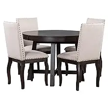 Description Picture 3 of item5-Piece Round Dining Table, Upholstered Chair Set, Round Dining Table with Shelf, Wood Dinings Table Set for Family Dinings Area