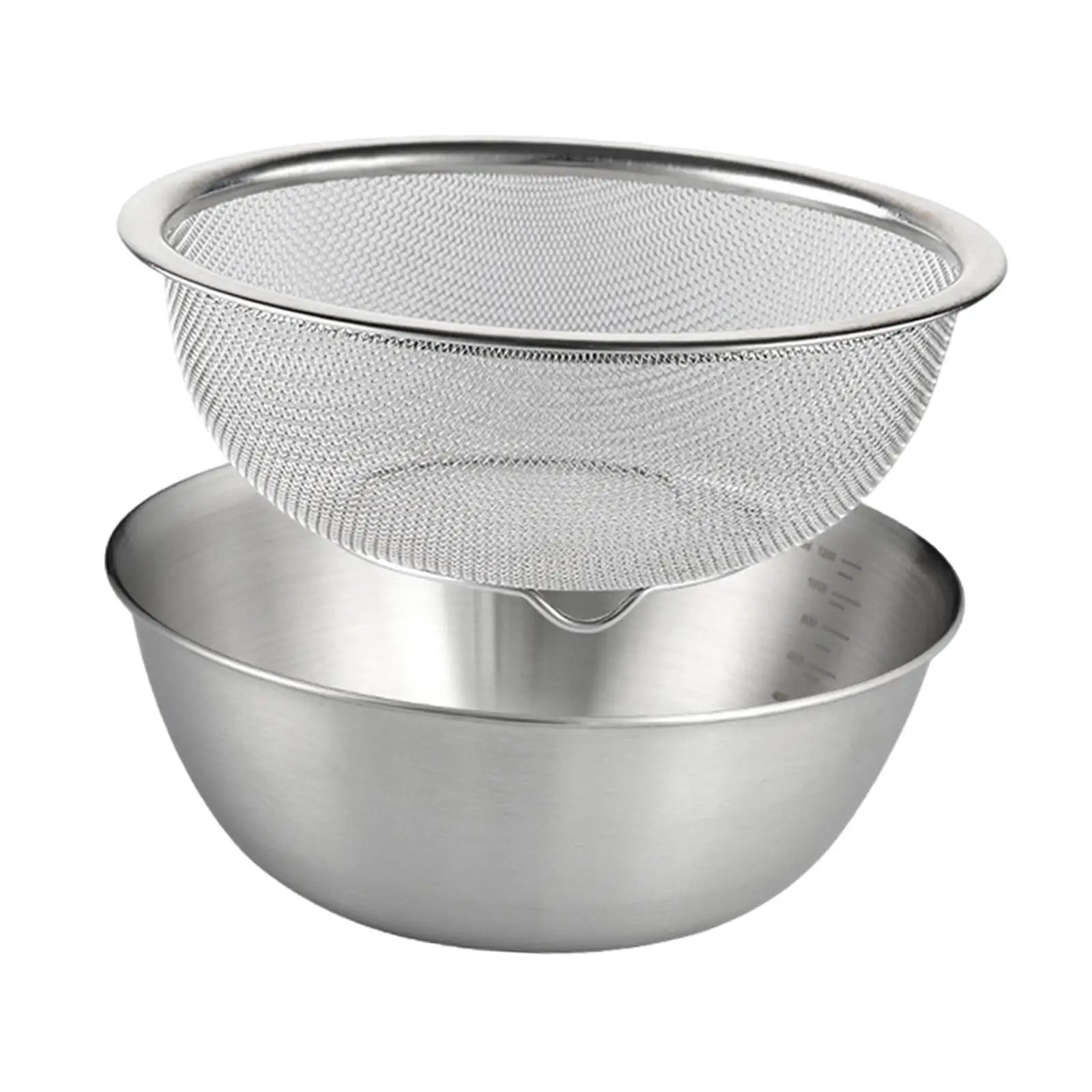 304 Stainless Steel Microporous Colander with Mixing Bowl for Washing Vegetables, Fruit and Rice and for Draining Cooked Pasta