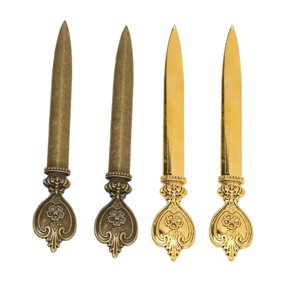 4 Pcs 내구성 아연 합금 편지 오프너 경량 레트로 봉투 오프너 인체 공학적 디..