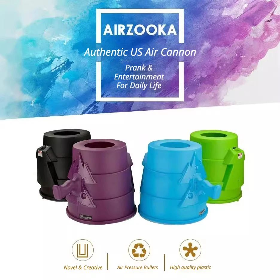 AIRZOOKA Air Vortex Cannon Blaster: Pistola Giocattolo Scherzosa Antistress che Spara Palline d'Aria Invisibili fino a 15 Metri per Giochi di Gruppo - immagine 2