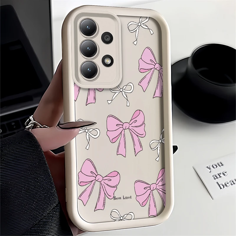 Chic Pink Bow Silicone Phone Case - Cute Korea-Inspired Anti-Drop Cover
