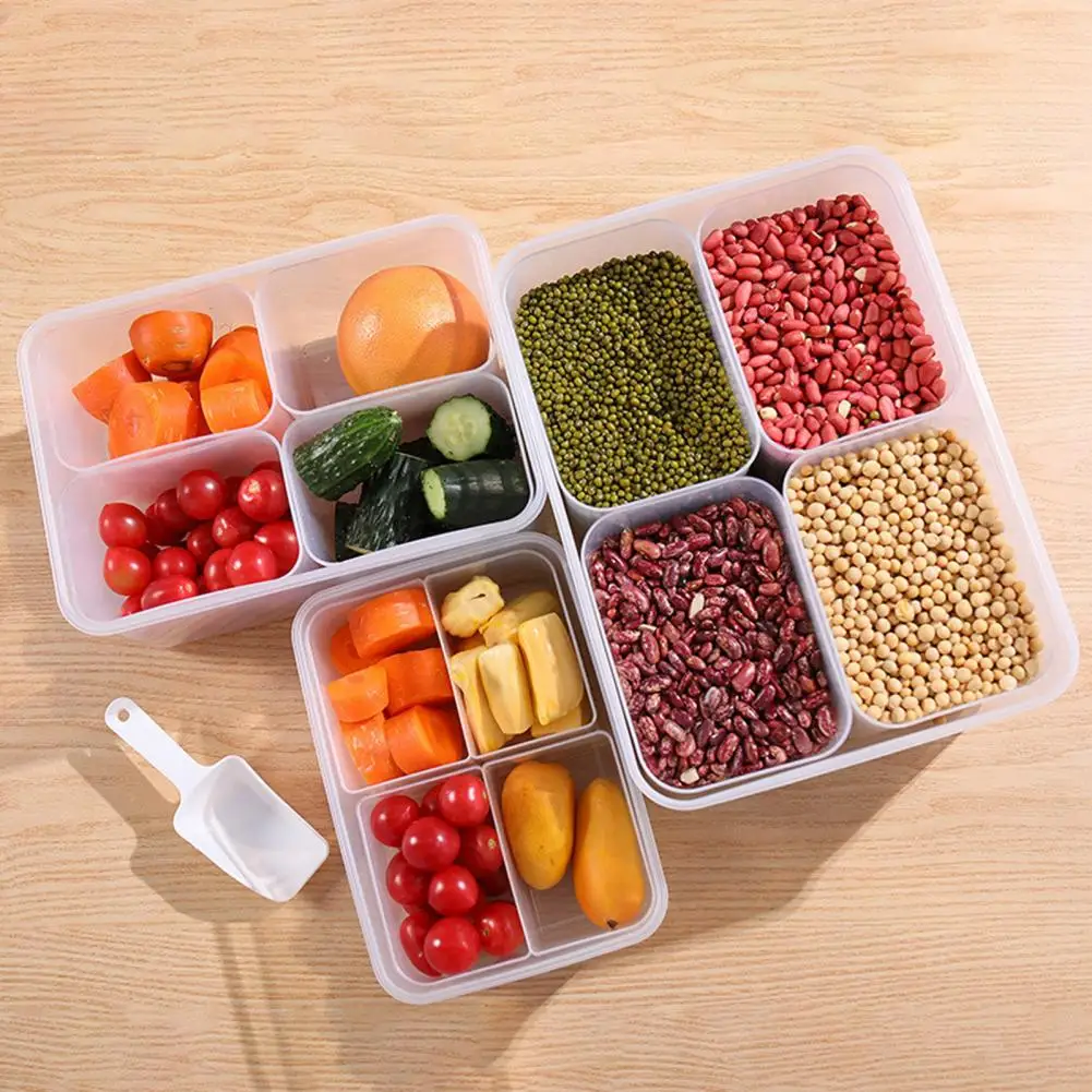 

Portable Food Container Food Grade Bpa Free Sealing Storage Box Transparent Fresh-keeping Container with Lid Handle for Grains