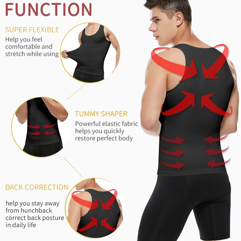 Men's Slimming Body Shapewear Corset Vest Shirt Compression Abdomen Tummy Belly Control Slim Waist Cincher Underwear Sports Vest
