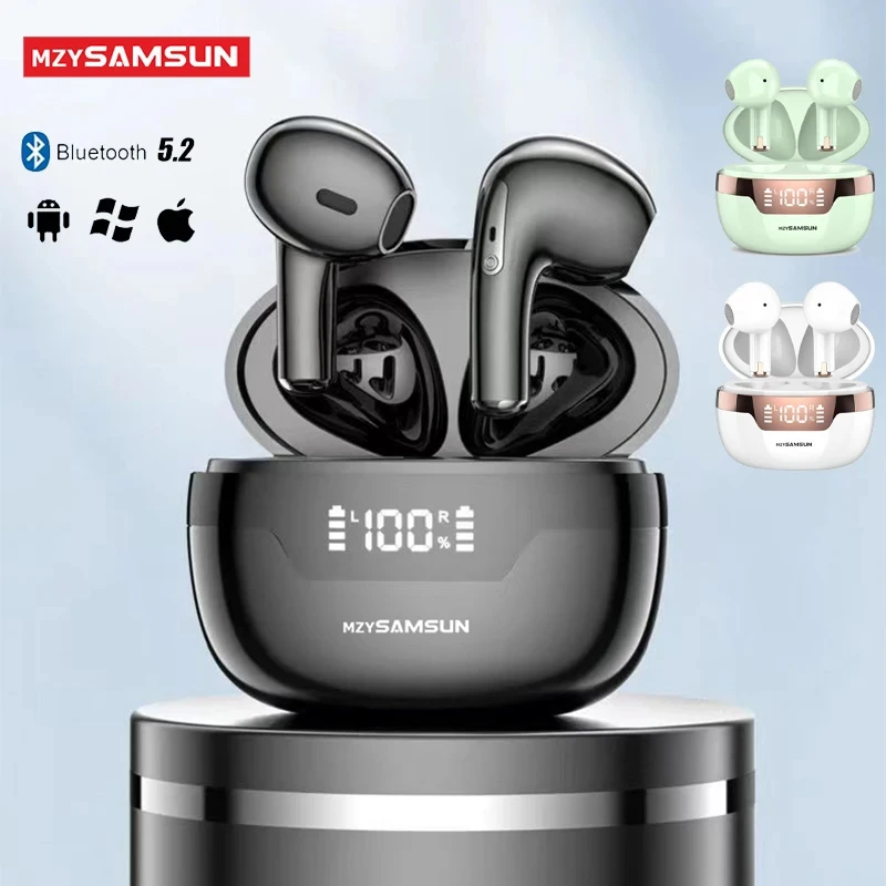 

MZYSAMSUN Bluetooth 5.2 Wireless J97 LED built-in dual microphone noise cancelling call waterproof sports gaming headset earbuds