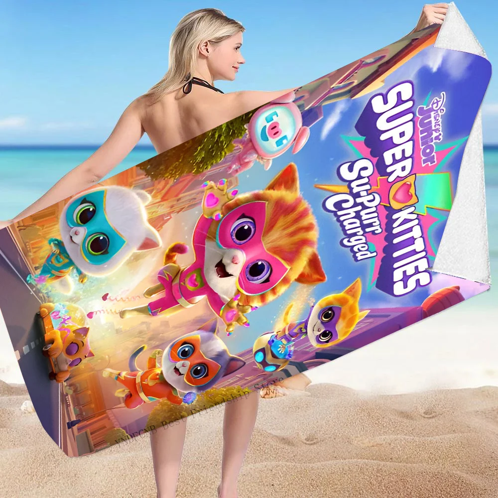 1PC Cartoon SuperKitties Towel Microfiber Beach Towel Quick Dry Kids Beach Blanket Soft Unisex Camping Pool Towel 4
