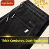 Warm Fce Lined Men's Sweatpants Autumn Winter High Street Versatile Loose High End Stripe Wide Leg Long Trousers