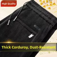 Warm Fce Lined Men's Sweatpants Autumn Winter High Street Versatile Loose High End Stripe Wide Leg Long Trousers