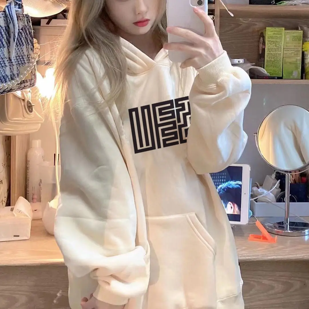 

Fashion Autumn and Winter New Hong Kong Style Hooded Chic Sweater Female Korean Style Lazy Wind Jacket Hoodies Women Y2k