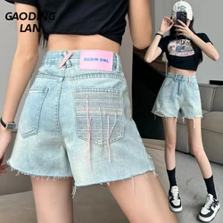 GAODINGLAN Y2k High Waist Hole Women Denim Shorts Sexy Beggar Loose Wide Leg Thin Hot Pants Summer Spice Girl Mini Jeans Female