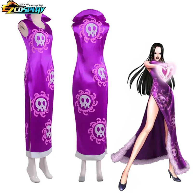 Boa Hancock Anime Cosplay Cheongsam Set - Purple Empress Costume 2 Boa Hancock Anime Cosplay Cheongsam Set - Purple Empress Costume - Image 2