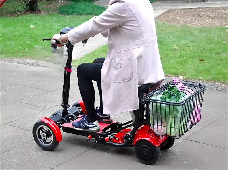Elektroroller für Erwachsene mit Behinderung, Doppelmotor 500W36V, 2-Sitzer Mobilitätsroller, 4 Räder, faltbar, Eltern-Kind-E-Scooter – Detail 15