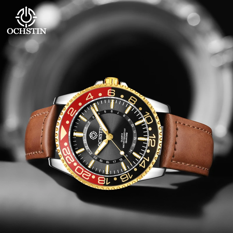 OCHSTIN New 2024 Personalized Trendy Navigator Series Multi functional Quartz Movement Waterproof Watch Men's Quartz Watch