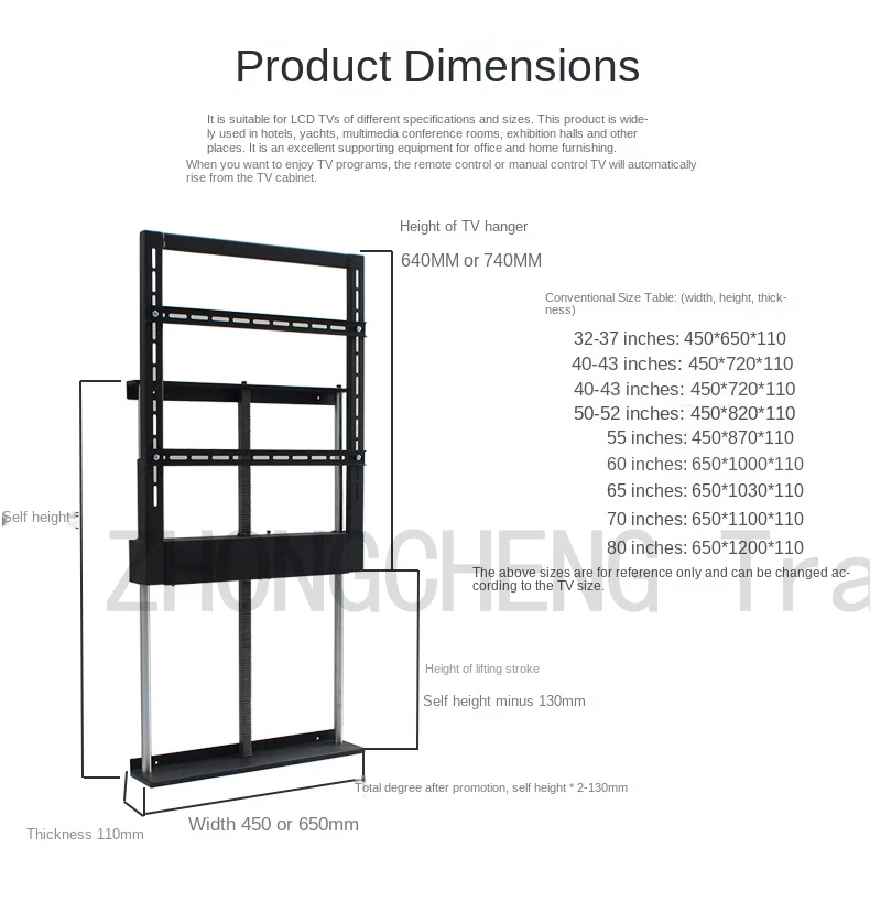 LCD TV lifting movement Electric TV cabinet partition lifter expansion bracket h