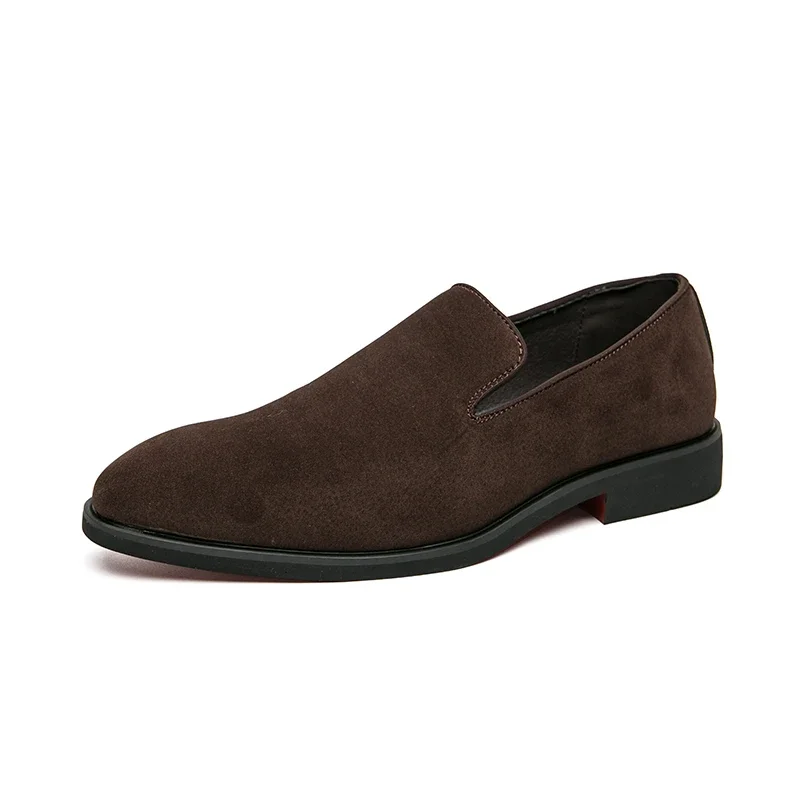 Men Suede Red Soled Loafers Black Leather Shoes Men Business Dress Shoes Retro Versatile Tenis Masculino