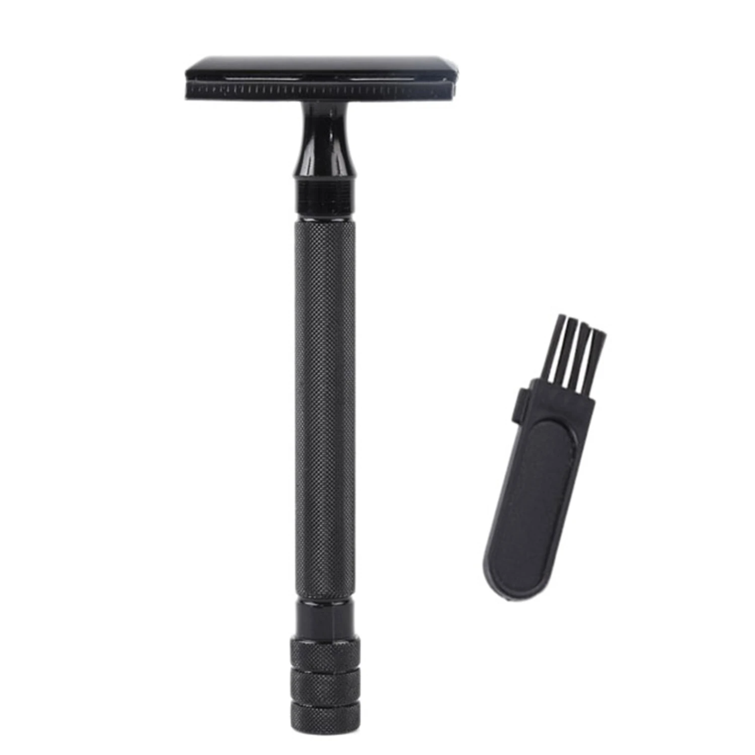 

Double Edge Safety Razor Long Handle Classic Safety Razor Manual Shaver Holder Black