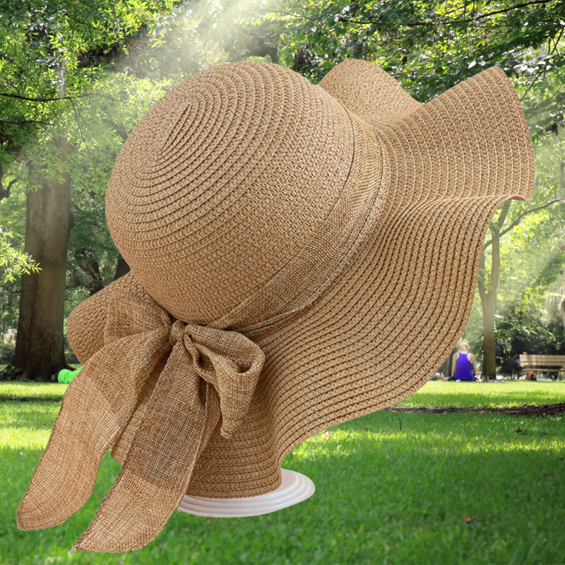 Casual Beach Hat Foldable Wide Brim SunHat Fashion Travel Straw Hat Sun Visor Cap UVProtection Sun Cap Bow Ribbons Sun Hat