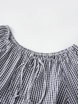 Women's Maternity Plaid Dress Half Sleeve Bow Square Neck Loose Short Dress Pregnancy Clothes 5