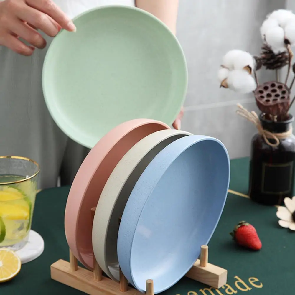 Dinner Plate Solid Color Smooth Surface Easy Cleaning Microwave Safe Food Grade Tableware Round Shape Anti-Slip plastic plates