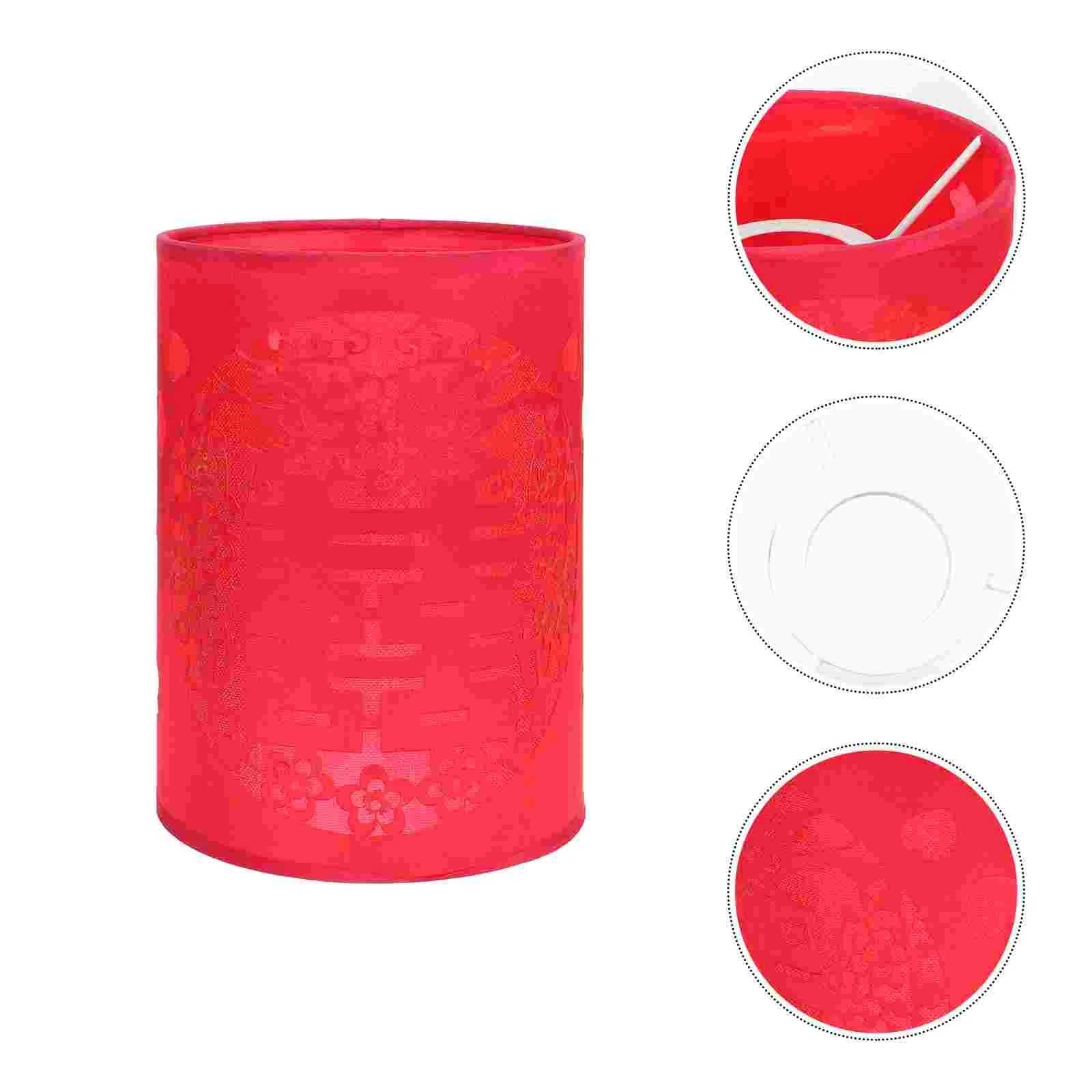 

Red Hollow Cloth Lamp Shade Double Fabric Lampshade Table Lamp Candlestick Light Bulb Cage Guard For New Year