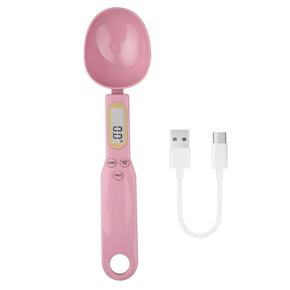 Cântar de bucătărie cu reîncărcare USB 500 g/0,1 g LCD cu măsurare digitală a alimentelor cu linguriță pentru făină Mini instrument de bucătărie pentru cafea cu lapte_voghion.com