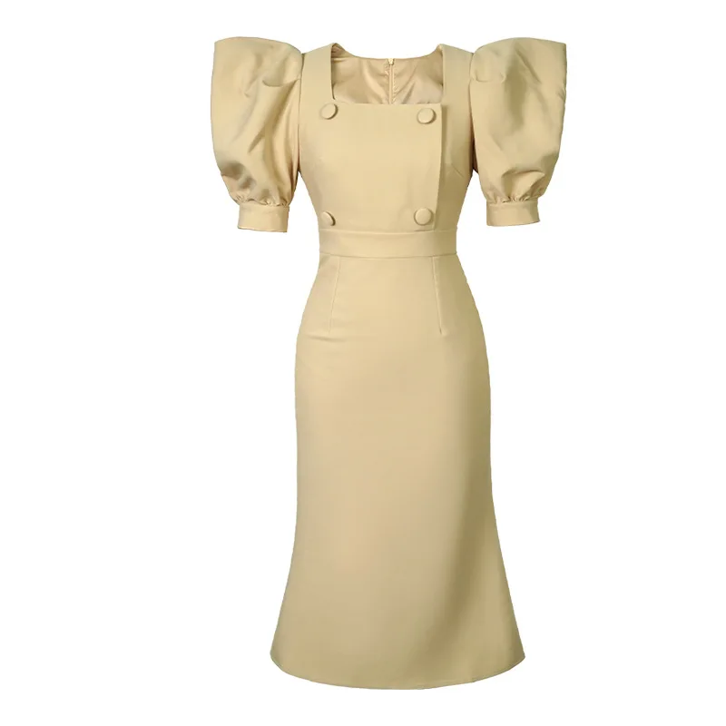 その他トップス Summer Women Evening Dress Formal Vintage Chic Square Collar Slim Midi Dresses Party Birthday Robe Femme Mujer Vestidos Fiesta Summer Women Evening Dress Formal Vintage Chic Square Collar