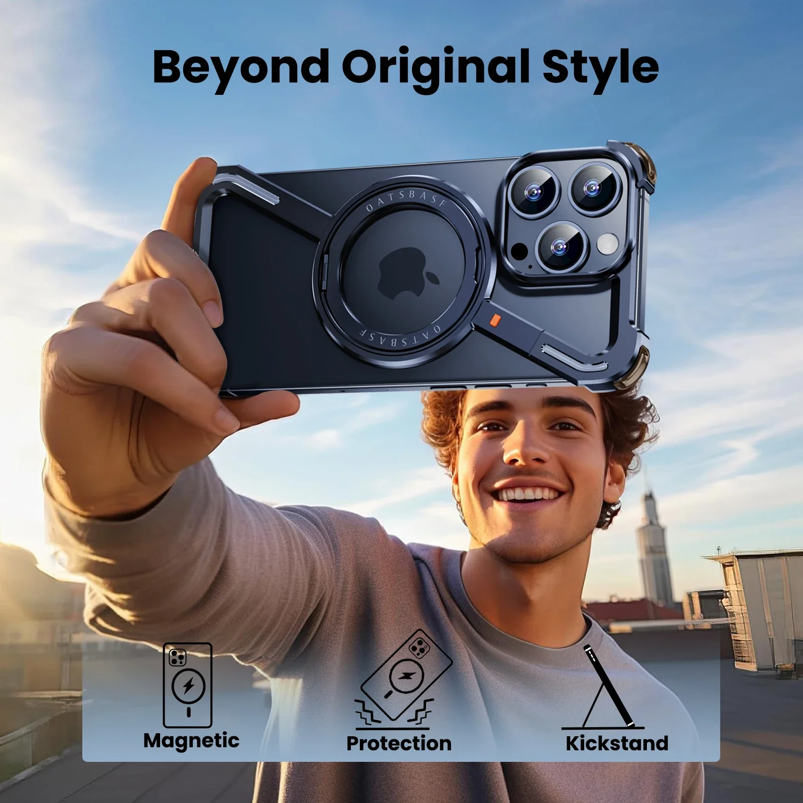 Oatsbasf Z Shape Metal MagsafePhone Case for iPhone14/Plus