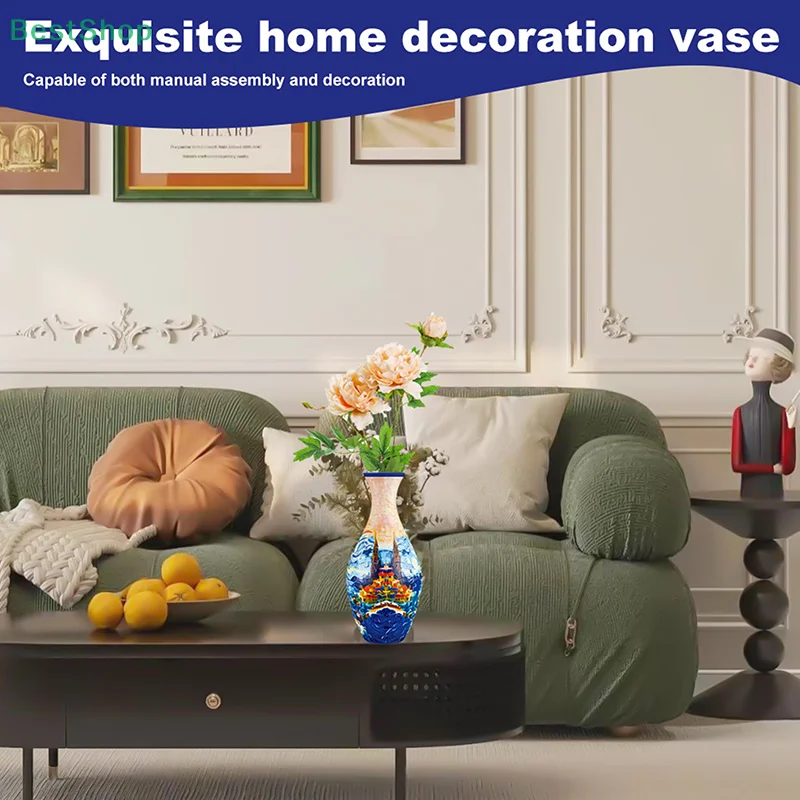 3D Puzzle Vase Flower Porcelain Design DIY Assembly Educational Toy Home Decoration House Arrangement Warming Christmas Gift Toy 4
