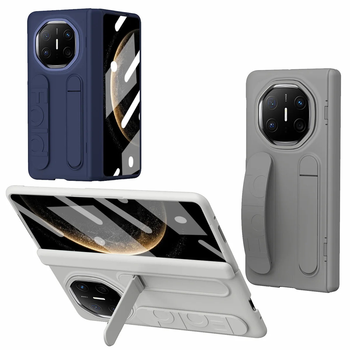 Multifunctional Kickstand Wrist Strap Folding Tempered Glass Protective Case