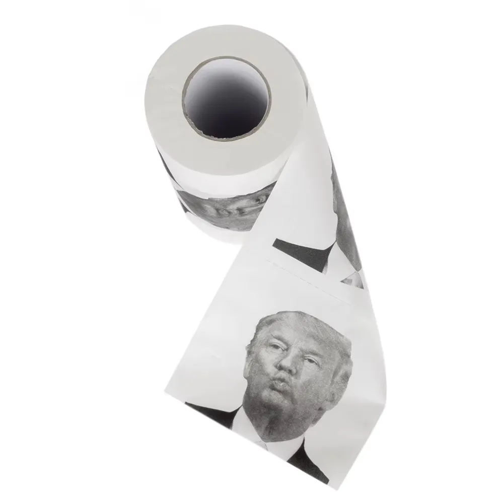 Humor Toiletily Paper Trump Creative Funny Toiletily Paper Pure Wood Pulp Non-fading No Scaling Nontoxic Dustless Bathroom