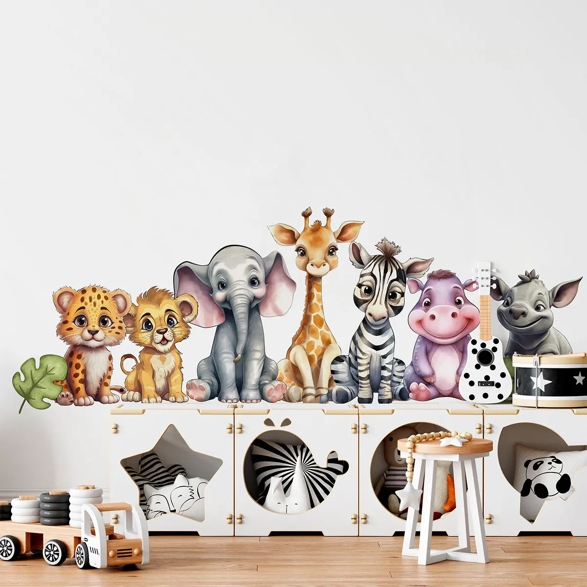 7 Wall Decals Animals Cute Babies Wall Stickers for Boys Bedroom Home