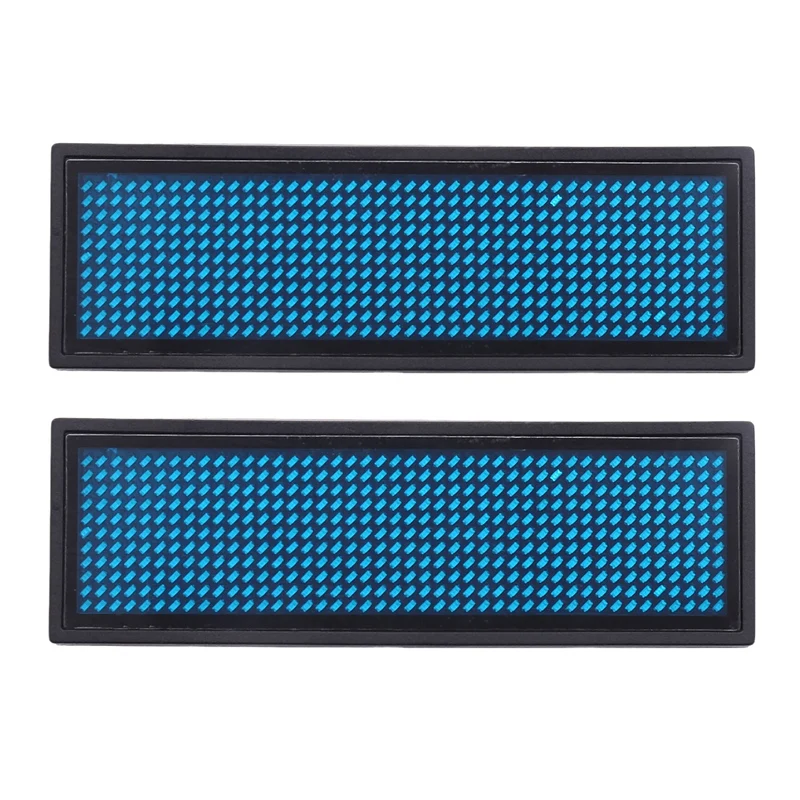 

2X Programmable LED Digital Scrolling Message Name Tag Id Badge(11X44 Pixels) (Blue)