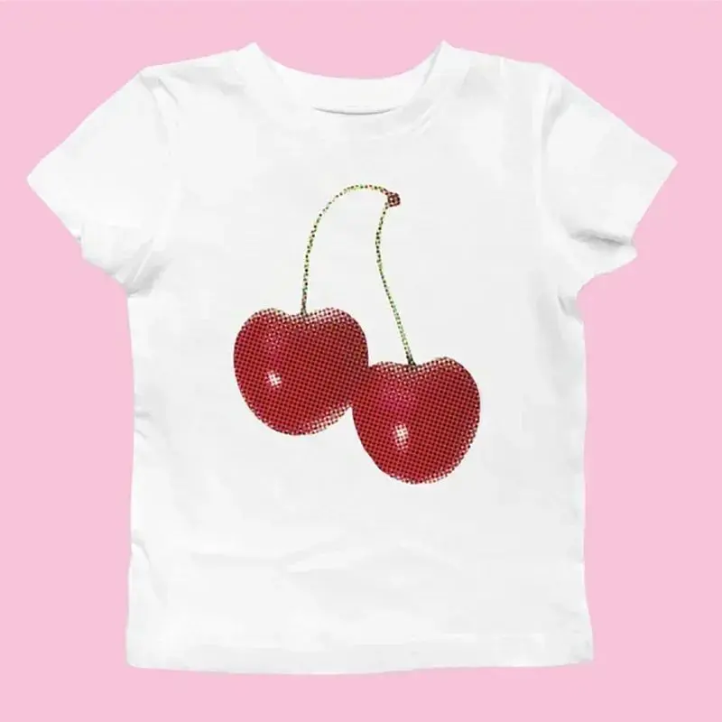 Aesthetic Summer Baby Tee Vintage Cherry Print