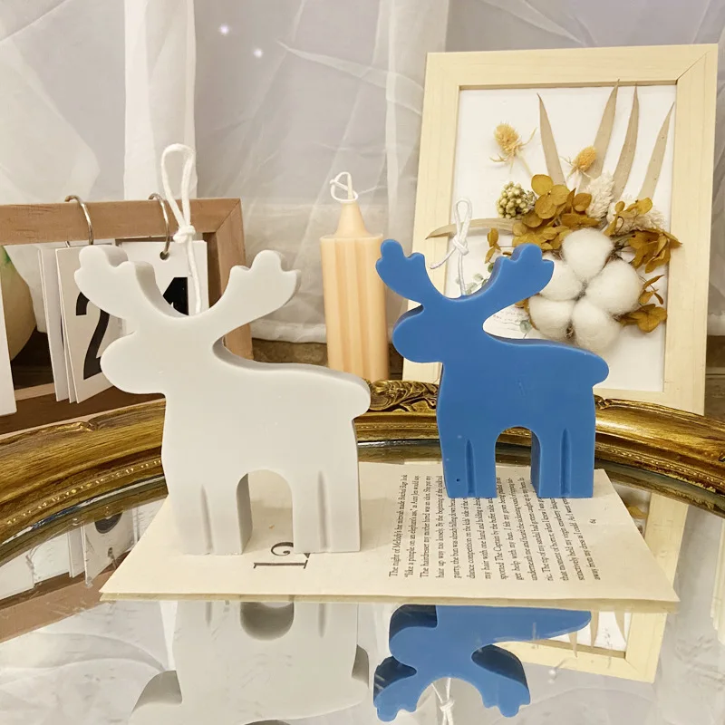 3D Deer Candle Mold Christmas Tree Snowflake House Silicone DIY Aroma Gingerbread Sugar Cake Gift Festival Decor Baking Tools