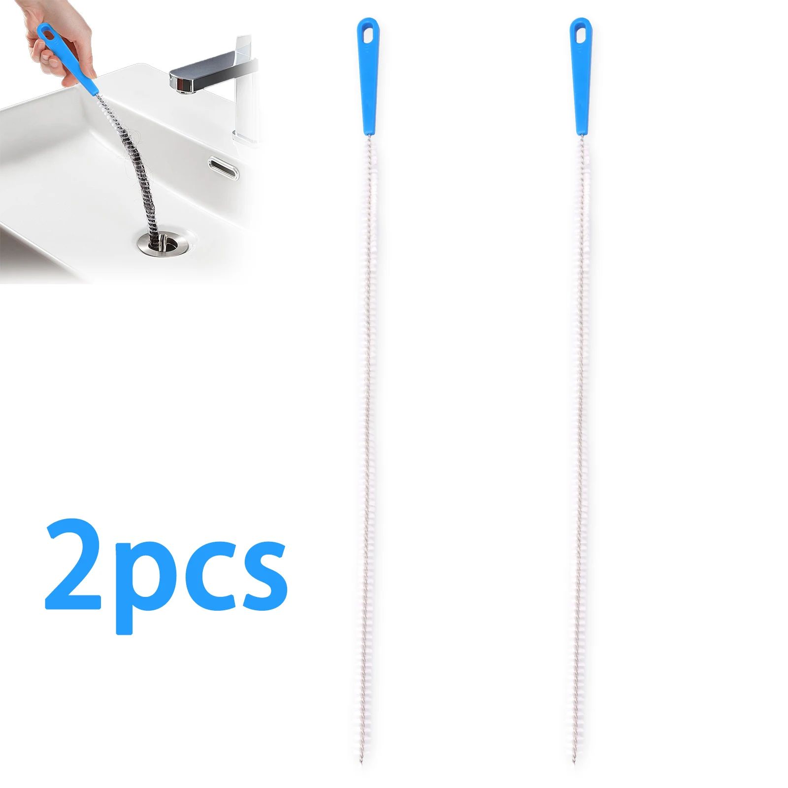 2Pcs Pipe Dredging Brush Bathroom Hair Sewer Sink Cleaning Brush 17.7 ...