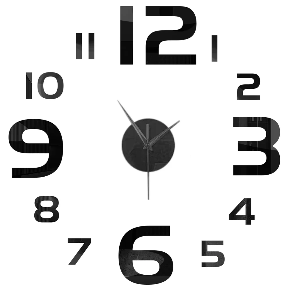 2D Small Wall Clock DIY Mirror Wall Stickers For Home Living Room Decor Frameless Quartz Clocks Self Adhesive Hanging Watches