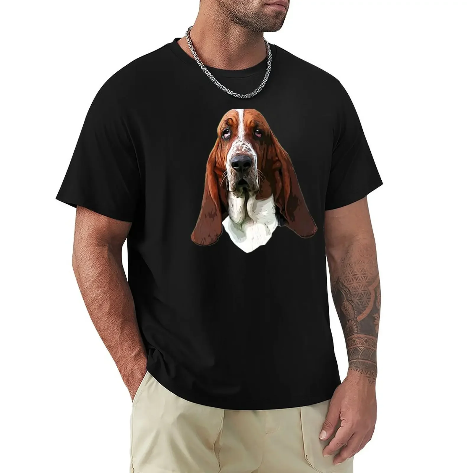 Basset Hound Gift T-Shirt Hippie Clothes Blacks Mens Graphic T-Shirt Pack