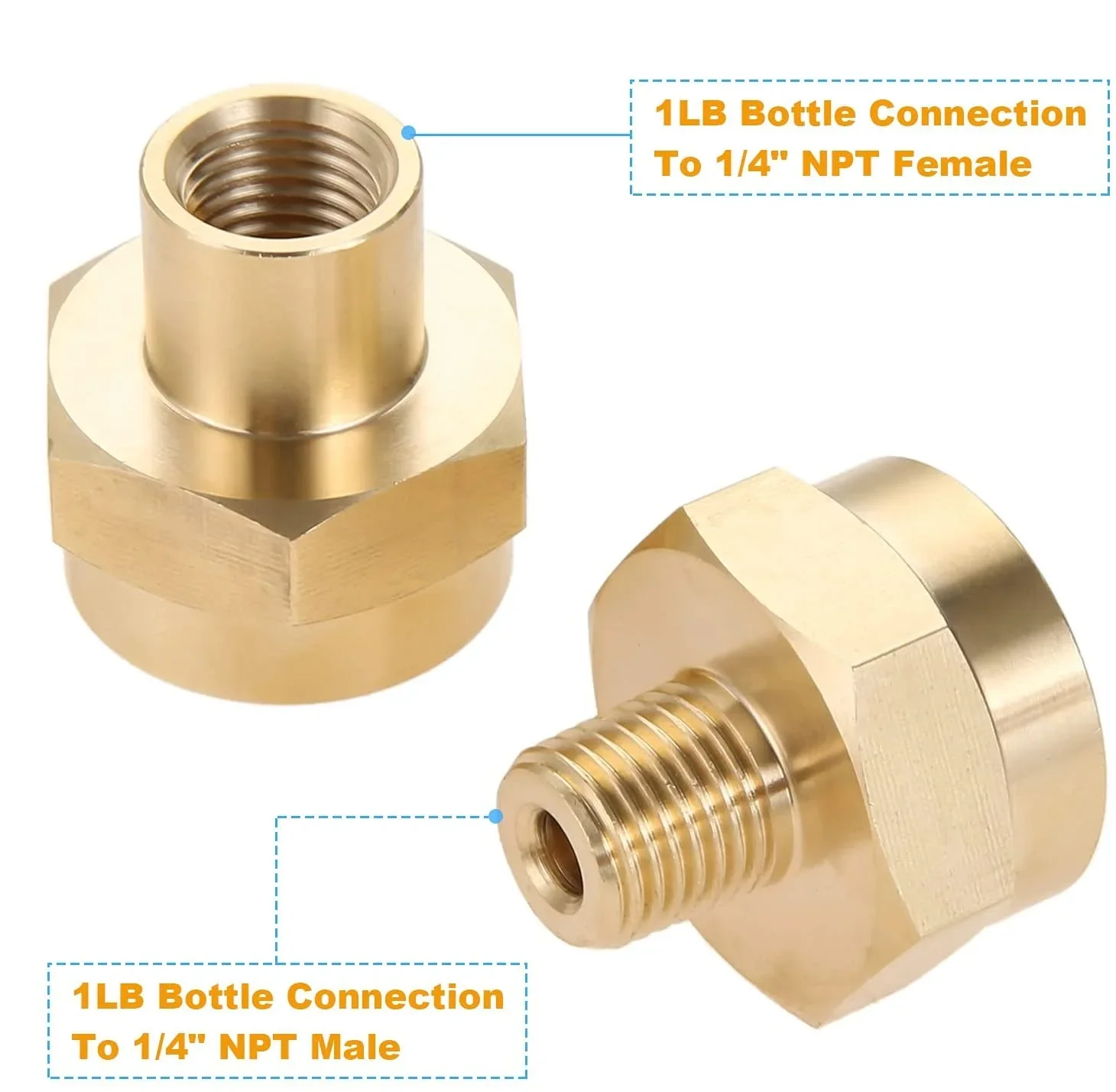 2pcs/set 1LB Propane Gas Bottle Connection 1/4 NPT Female + Male Solid  Brass Universal