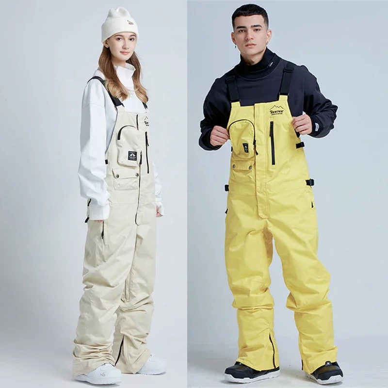 2024 Women Ski Overalls Outdoor Mountain Men Snow Jumpsuit Waterproof Woman Skiing Trousers Suspender Female Hiking Sport Pants