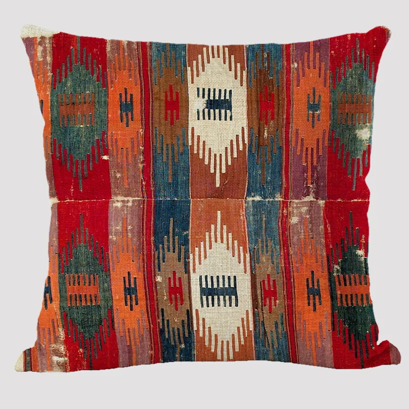 Bohemian Patterns Linen Cushions Case Multicolors Abstract Ethnic Geometry Print Decorative Pillows Case Living Room Sofa Pillow 