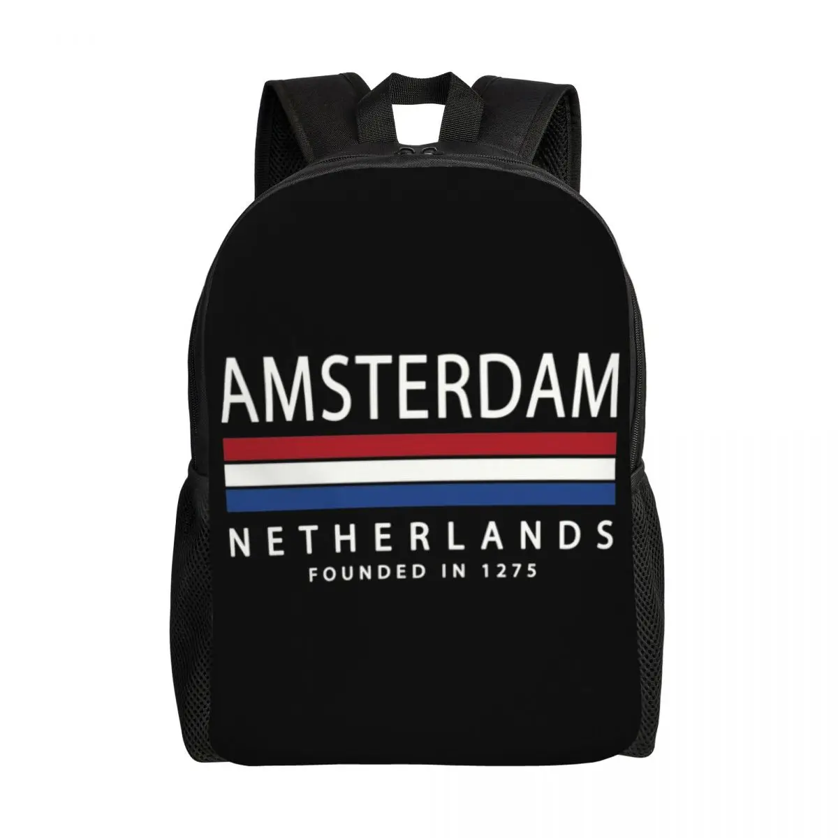 

Amsterdam History Netherlands Flag Backpacks for Men Women College School Student Bookbag Fits 15 Inch Laptop Patriotic Bags