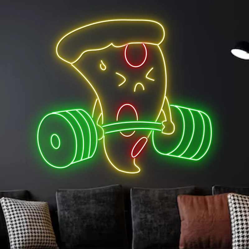 

Gym Neon Sign Custom Neon Lights Fitness LED Light Gym Motivation Workout Room Wall Decor Store Decoration Barbell Night Lamp