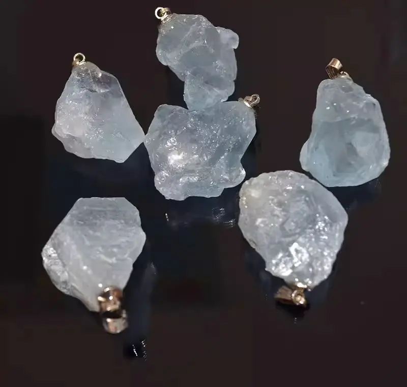 RAW CELESTITE PENDANT! Top Ocean Blue Celestine Crystal