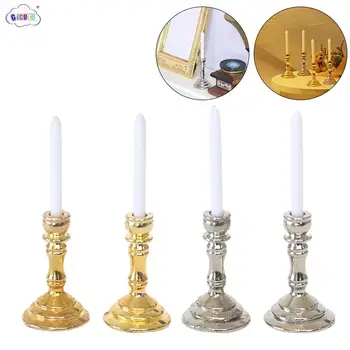 1:12 인형 집 미니어처 캔들 거치대 촛대 모델, 홈 데코, 어린이 척 놀이 장난감, 인형 집 액세서리