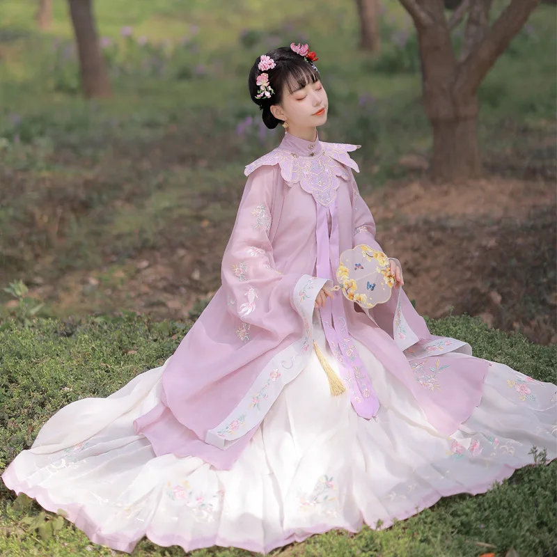 

New goldfish swimming hanfu chinese style embroidered stand collar long shirt Ru skirt cloud shoulder suit