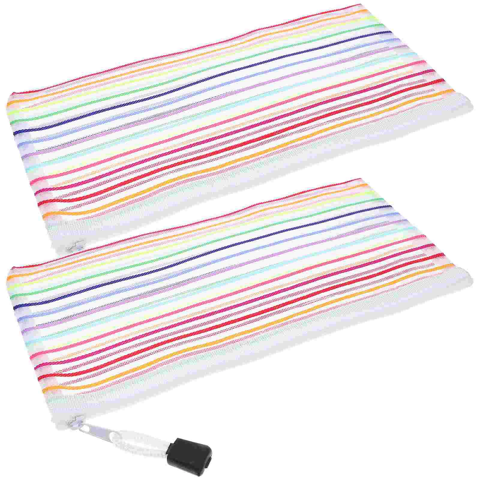 

6 Pcs Oxford Cloth Receipt Bag Pen Storage Money Organizer Cash Zipper Mesh Pouch Aluminum Alloy Student