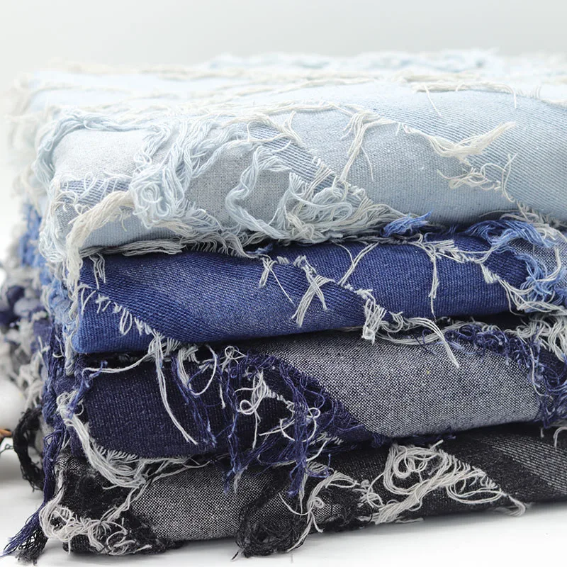 Stitching Tassel Washed Jacquard Fabric Clothing High-Grade Handmade Diy Clothes and Coat