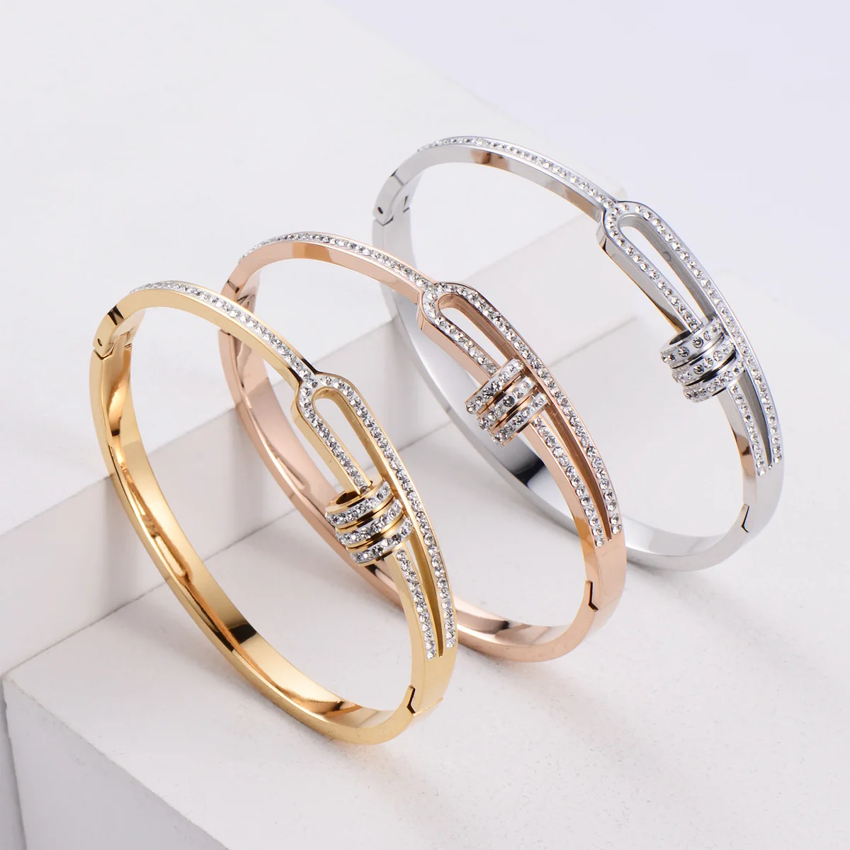 アクセサリー Custom Souvenir Shop ROAD  3Star Bangle Gothic Punk Unique Bullet Shape Chain Link Rock Cool Cuff
