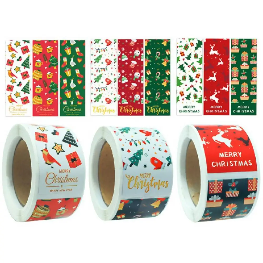 

100pcs Merry Christmas Stickers Xmas Tree Elk Christmas Theme Gift Sealing Stickers Holiday Candy Bag Box Labels Navidad Noel