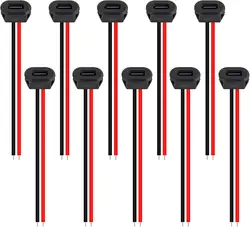 Type - C Female Chassis Connector USB - C Charging Port Extension Cable (10pcs Black)